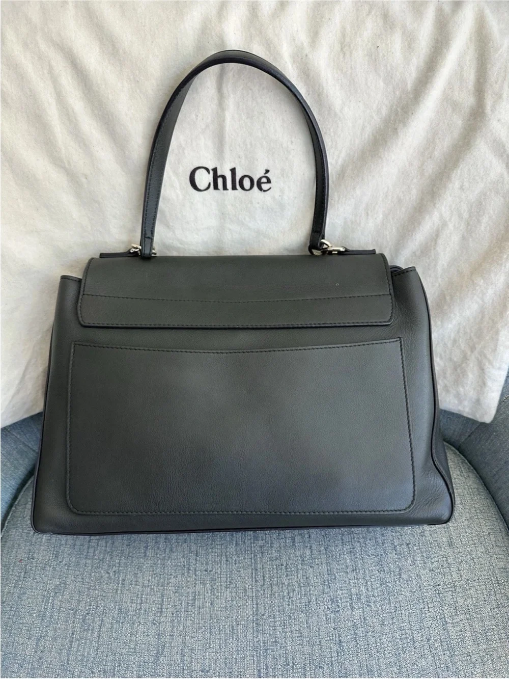 Chloe Faye Day Bag Dark Grey Leather Medium